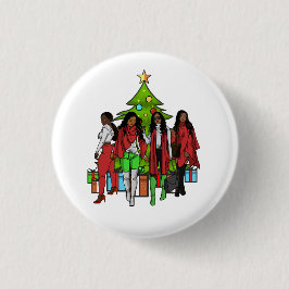 Melanin Sistas Christmas Tree Friendsgiving Sista Button