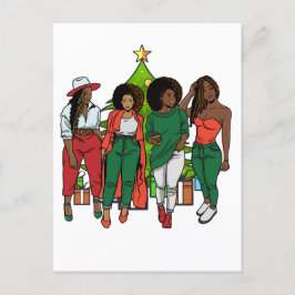 Melanin Sistas Christmas Tree & Gifts Black Girls Postkarte