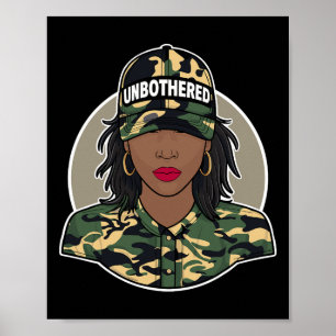 Melanin Unbeeindruckte Schwarze Frau Locs Camo Sch Poster