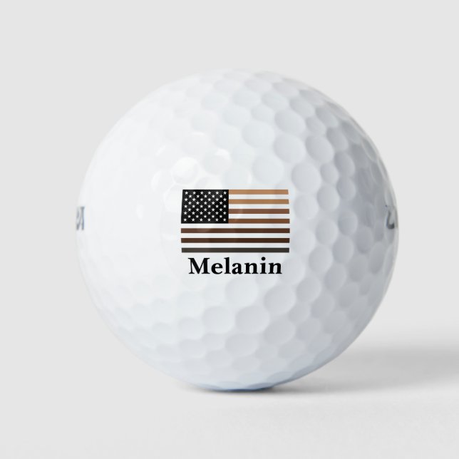 Melanin USA Flag Afrikanisch-Amerikanische Schwarz Golfball (Vorderseite)