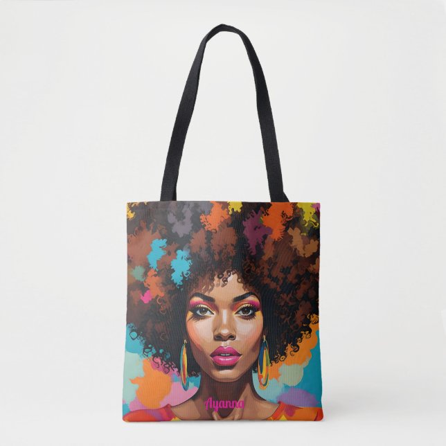Melanin Woman w/Afro - Pop Art Inspiriert (Vorderseite)