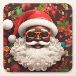 Melanin Xmas Black Christmas Sant Claus Bruh Sista Rechteckiger Pappuntersetzer