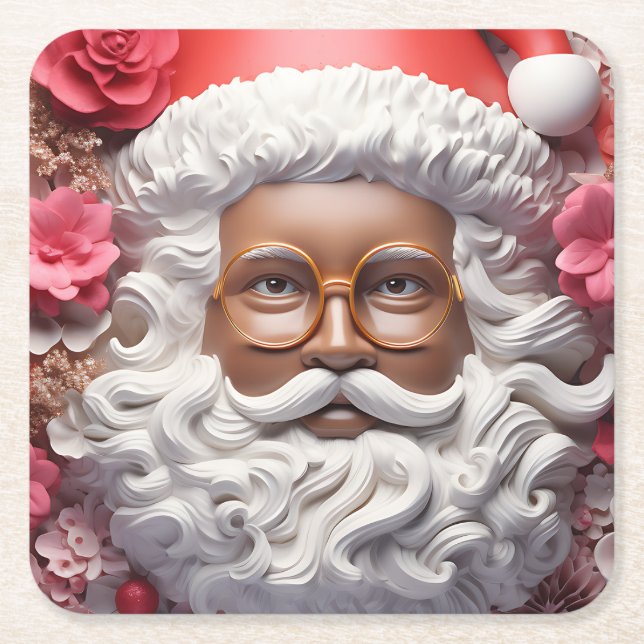 Melanin Xmas Black Christmas Sant Claus Bruh Sista Rechteckiger Pappuntersetzer (Vorderseite)