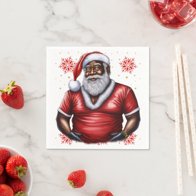 Melanin Xmas Black Christmas Sant Claus Bruh Sista Serviette (Beispiel)