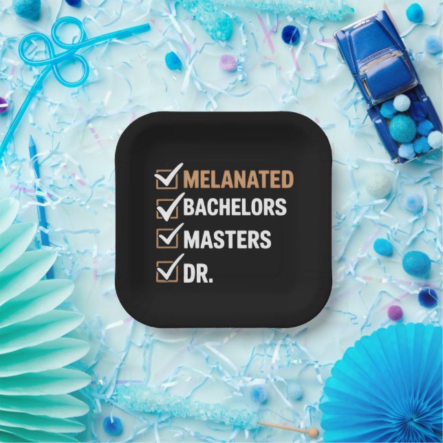 Melanisierte Doktorats-Abschlussfeier PhD EDD Bach Pappteller (Party)
