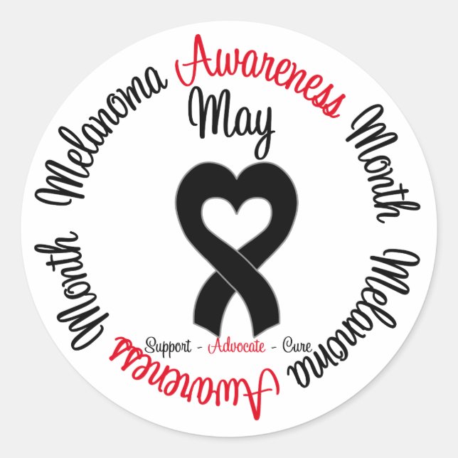 Melanom Awareness Montag Herz Ribbon Runder Aufkleber