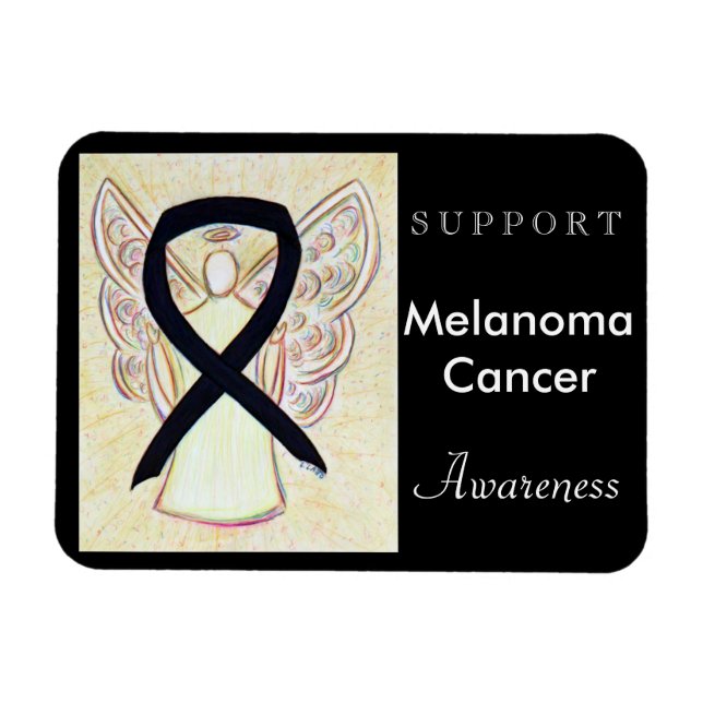 Melanom Cancer Awareness Ribbon Angel Magnet (Horizontal)