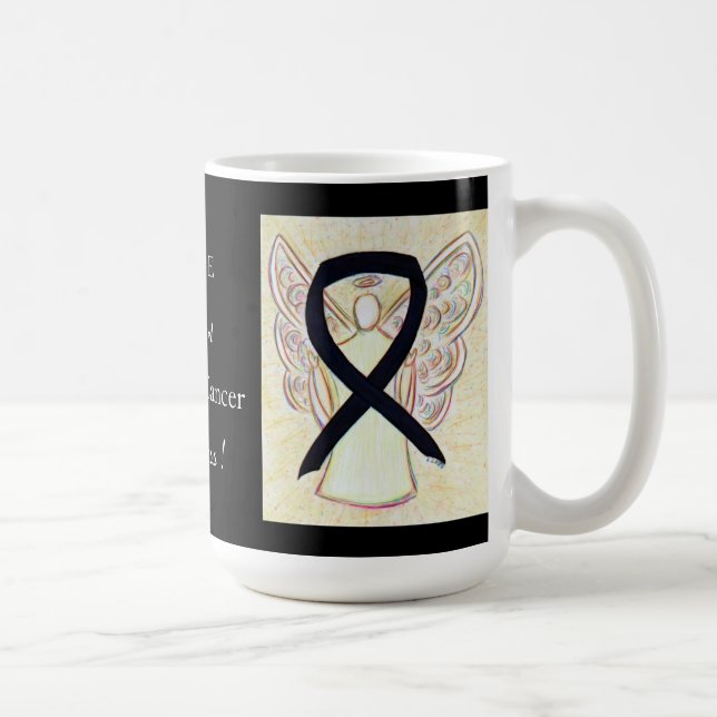 Melanom Cancer Awareness Ribbon Engel Custom Tasse (Rechts)