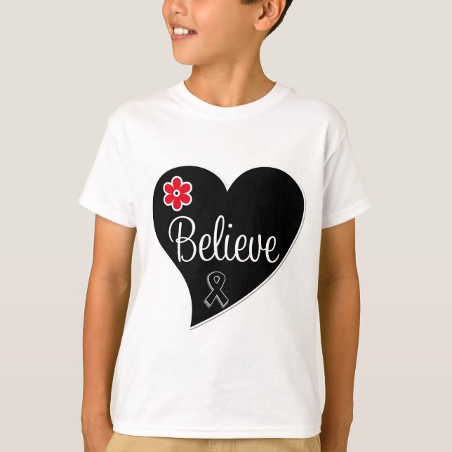 Melanom glauben Herzen T-Shirt (Vorderseite)