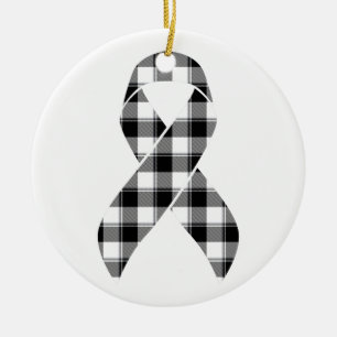 Melanom-Hautkrebs-Bewusstseins-Plaid Schwarzes Ban Keramik Ornament