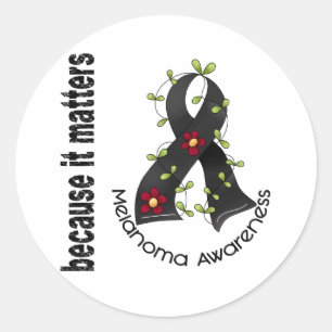Melanom Hautkrebs Blume Ribbon 3 Runder Aufkleber