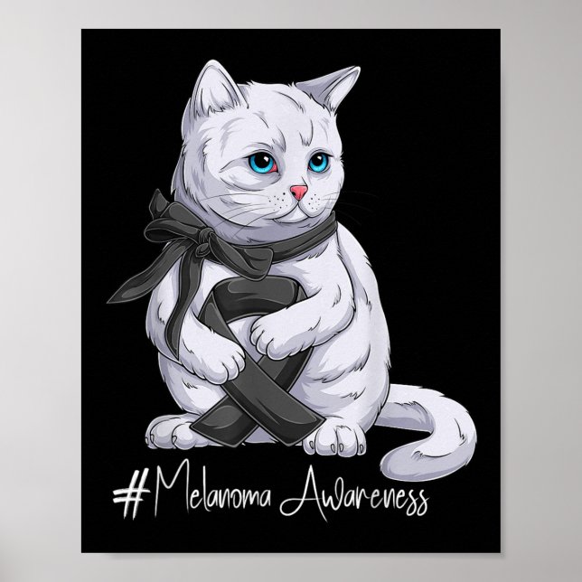 Melanoma Awareness Montag Black Ribbon Cat Poster (Vorne)