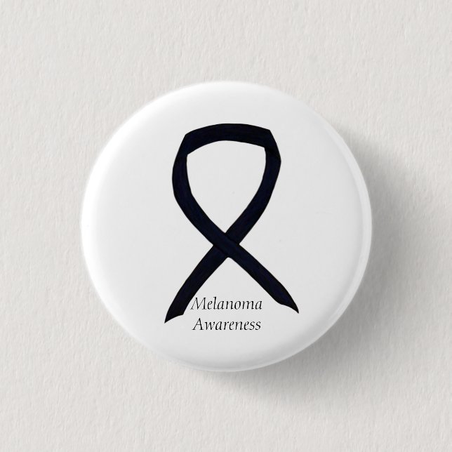 Melanoma Awareness Ribbon Angel Custom Button (Vorderseite)