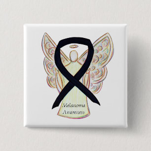 Melanoma Awareness Ribbon Angel Custom Button