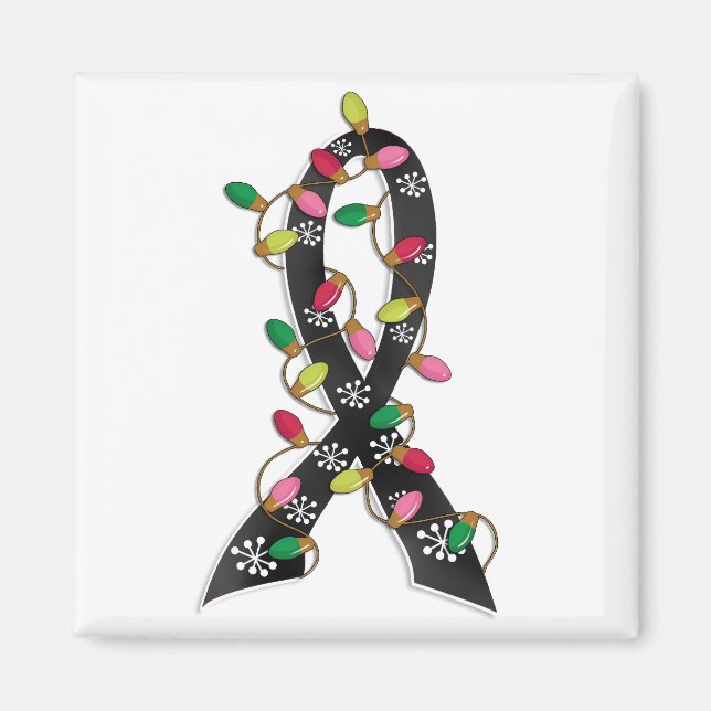 Melanoma Christmas Lights Ribbon Magnet (Vorne)
