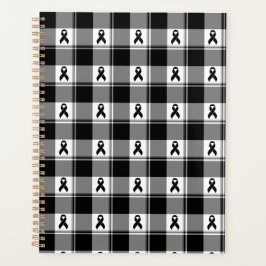 Melanoma Skin Cancer Awareness Plaid Black Ribbon Planer