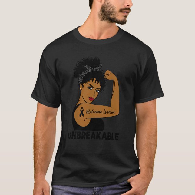Melanoma Warrior Strong Black Women Unbrechbare Aw T-Shirt (Vorderseite)