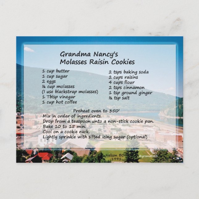 Melasse Raisin Cookie Rezept Postkarte (Vorderseite)