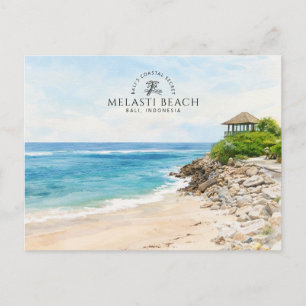 Melasti Strand Bali, Indonesien, Wasserfarben-Souv Postkarte