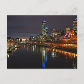 Melbourne Abend Skyline Postkarte