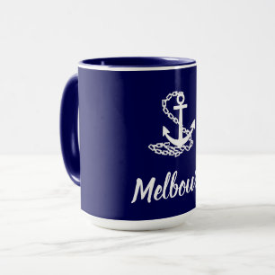 Melbourne Anchor - Blau und Weiß im maritimen Stil Tasse