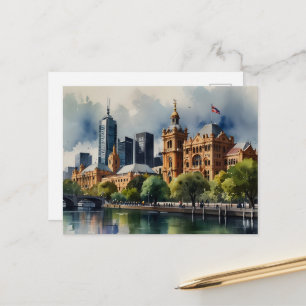 Melbourne-Aquarell-Kunst Postkarte