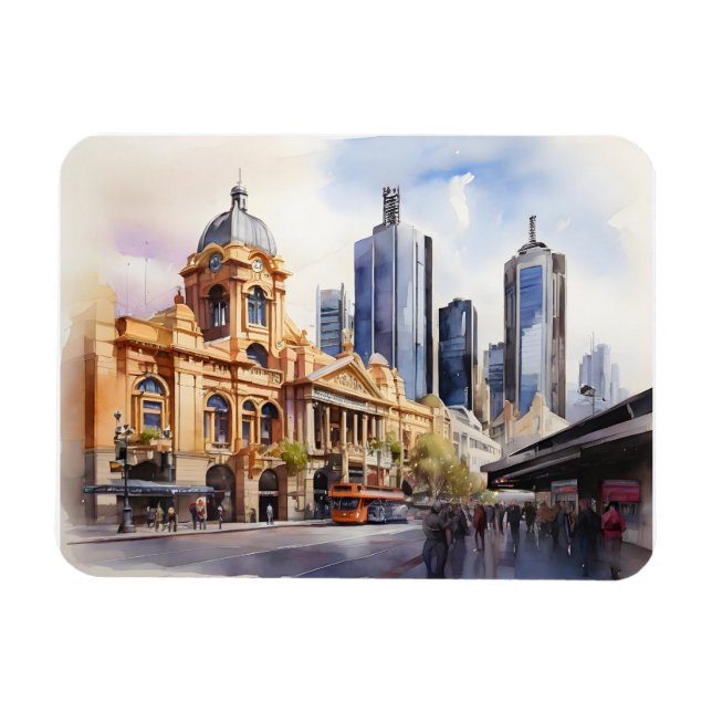 Melbourne Aquarellkunst Magnet (Horizontal)