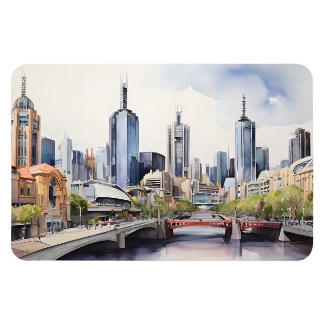 Melbourne Aquarellkunst Magnet (Horizontal)