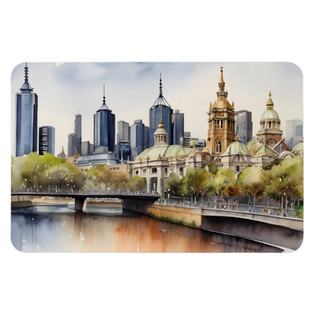 Melbourne Aquarellkunst Magnet (Horizontal)