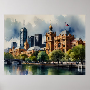 Melbourne Aquarellkunst Poster