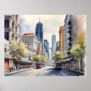 Melbourne Aquarellkunst Poster