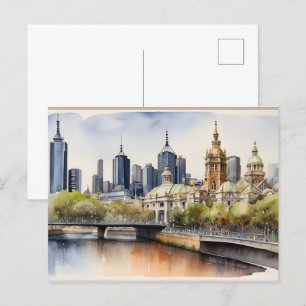 Melbourne Aquarellkunst Postkarte