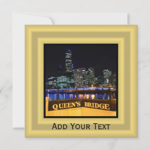 Melbourne Australia CBD Lights over Queen's Bridge Einladung