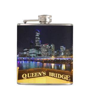 Melbourne Australia CBD Lights over Queen's Bridge Flachmann