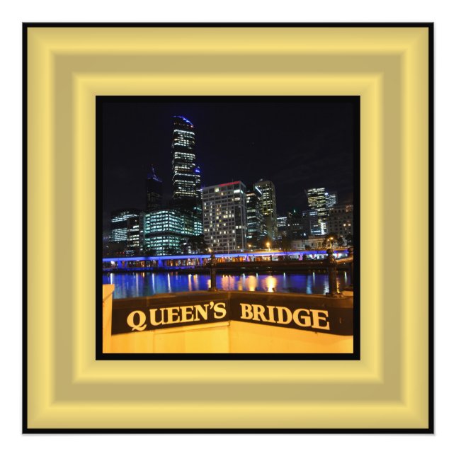 Melbourne Australia CBD Lights over Queen's Bridge Fotodruck (Vorne)