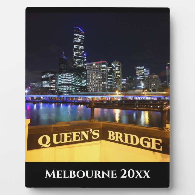 Melbourne Australia CBD Lights over Queen's Bridge Fotoplatte (Vorderseite)