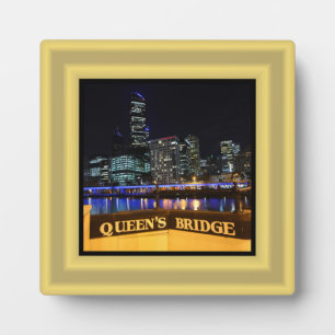Melbourne Australia CBD Lights over Queen's Bridge Fotoplatte