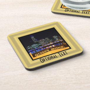 Melbourne Australia CBD Lights over Queen's Bridge Getränkeuntersetzer