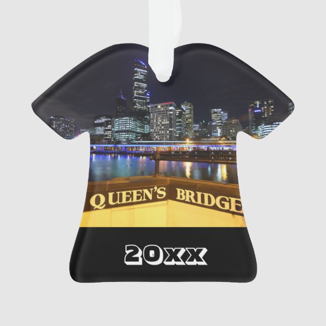 Melbourne Australia CBD Lights over Queen's Bridge Ornament (Vorderseite)