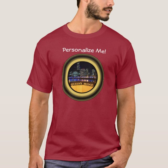 Melbourne Australia CBD Lights over Queen's Bridge T-Shirt (Vorderseite)