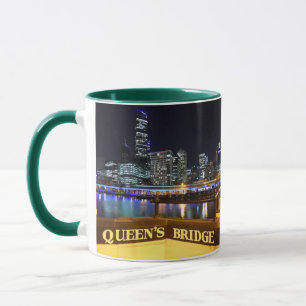 Melbourne Australia CBD Lights over Queen's Bridge Tasse