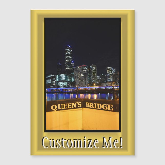 Melbourne Australia CBD Night Lights Magnetkarte (Vorderseite)