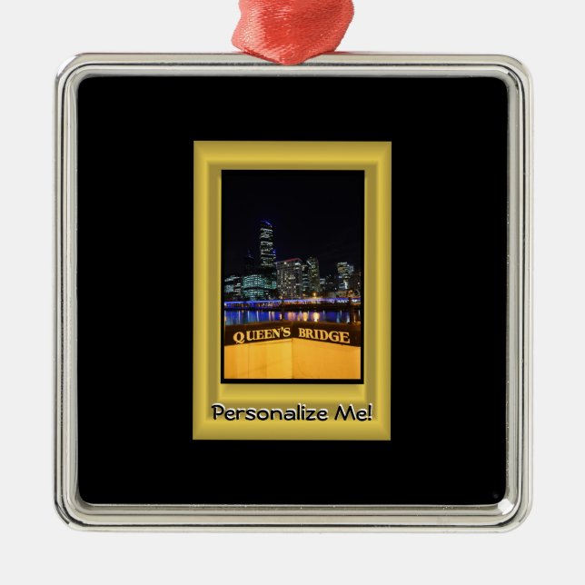 Melbourne Australia CBD Night Lights Ornament Aus Metall (Vorne)