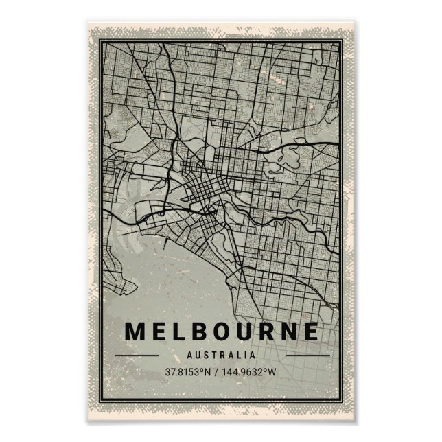 Melbourne australia map print poster canvas (Vorne)