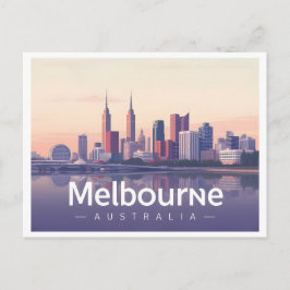 Melbourne Australia Pastel Travel Design Postkarte