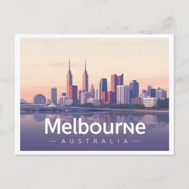 Melbourne Australia Pastel Travel Design Postkarte (Vorderseite)