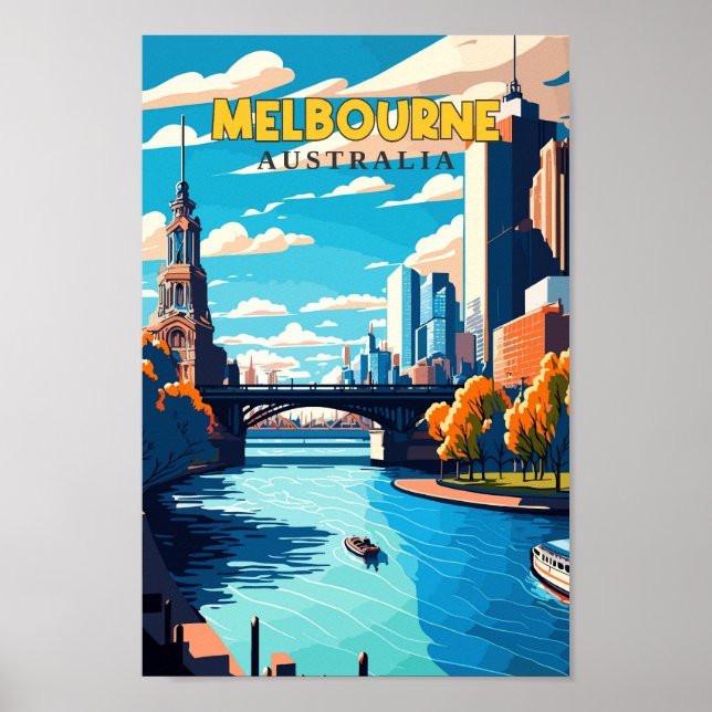 Melbourne Australia Reisen Vintag Poster (Vorne)