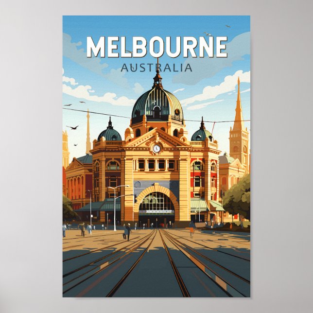 Melbourne Australia Reisen Vintag Poster (Vorne)