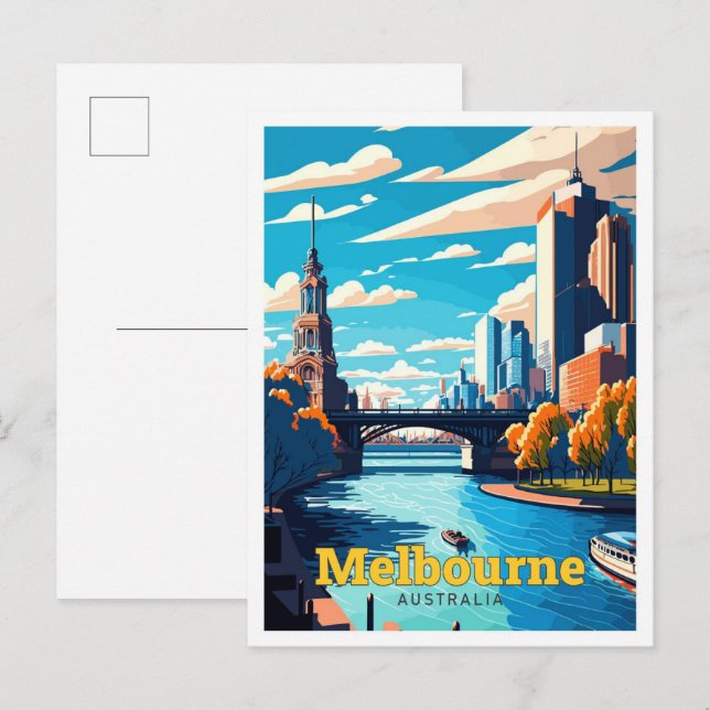 Melbourne Australia Reisen Vintag Postkarte (Vorne/Hinten)
