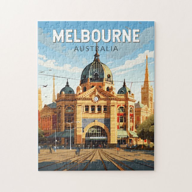 Melbourne Australia Reisen Vintag Puzzle (Vertikal)